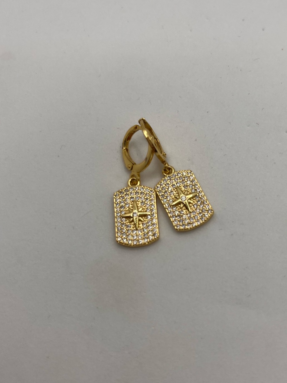 Gold Pavé Star Drop Earrings for Women